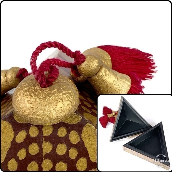 NEW-GOLD Foil Imperial Mae Ping Wood Jewelry Box - Picture 8 of 8